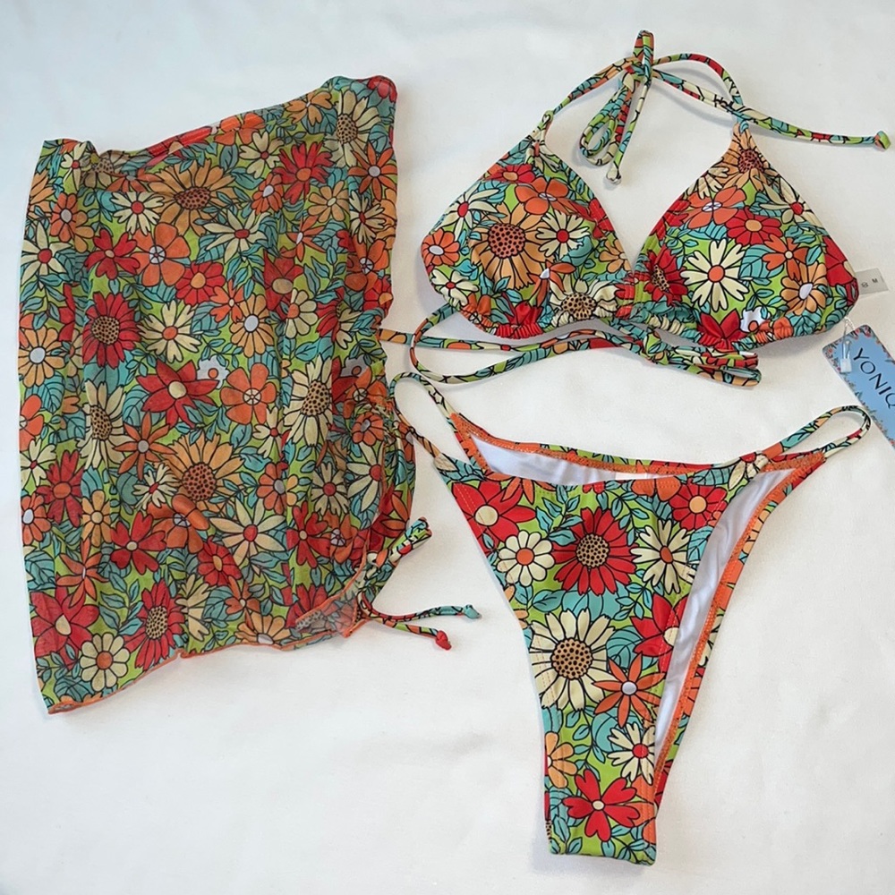 YONIQUE 3 Piece Bikini Set Sz M